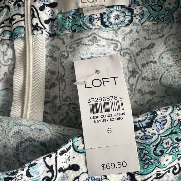 LOFT| Paisley Ruffle Wrap Skirt | Blue | Size: 6 - Picture 10 of 10